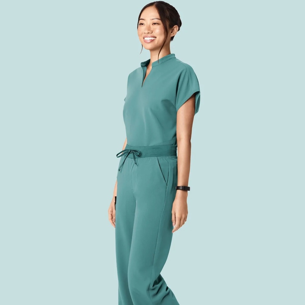 New! Mandala Teal Medical Scrub Top and Pants Set